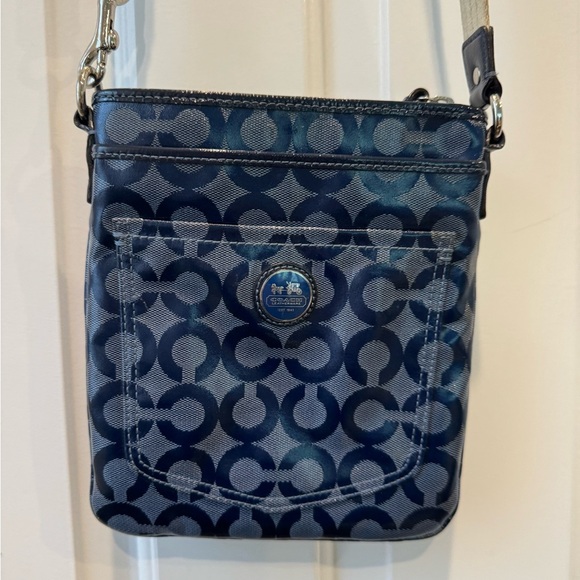 Coach Cross Body Authentic Hand Bag 432 navy blue - Picture 1 of 10